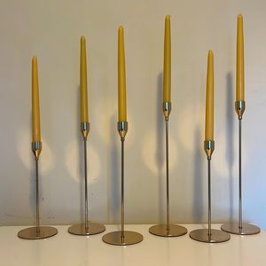 Gold, Metal Candle Holders. 2 sets of 3.